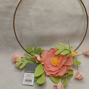 Spritz Spring Wreath Metal with Felt Floral Design 11" Diameter Approximately